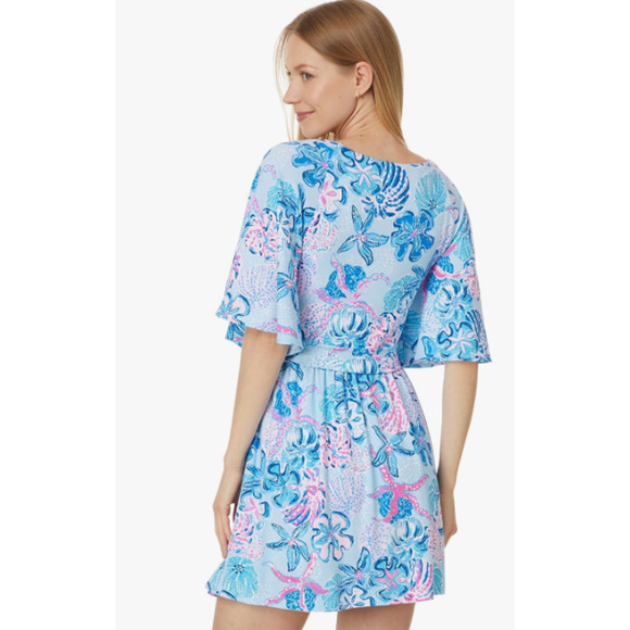 LILLY PULITZER Minka Skirted Romper XL Blue Bahamas Beachcomber NWOT - Picture 3 of 10